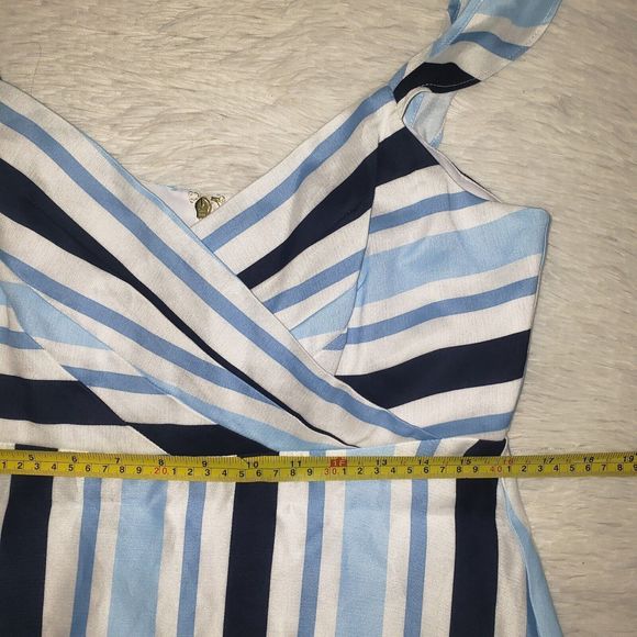 NWT Draper James Sz 10 Blue & White Stripe Midi Dress Sleeveless Modern Classic - Picture 13 of 14